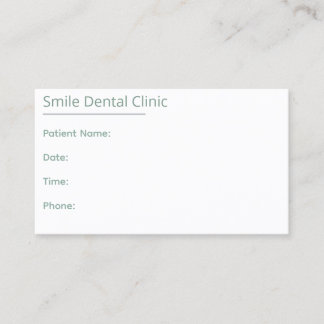 Sage Green Dental Appointment Card One Line Tidsbeställning Kort