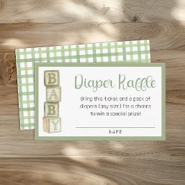 Sage Green Diaper Raffle Card | Baby Shower Insert Tilläggskort