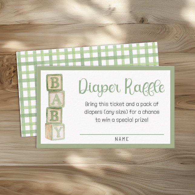 Sage Green Diaper Raffle Card | Baby Shower Insert Tilläggskort (Diaper Raffle Card)