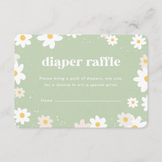 Sage Green Diaper Raffle Daisies Tilläggskort