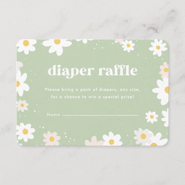 Sage Green Diaper Raffle Daisies Tilläggskort (Framsida)