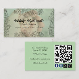 Sage Green-doula-skript social ikon QR-kod foto Visitkort
