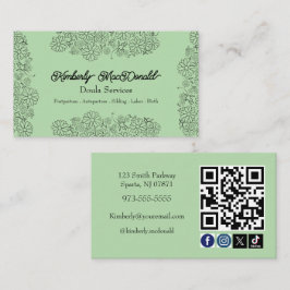 Sage Green-doula-tjänster social ikon QR-kod Visitkort