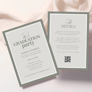 Sage Green Elegant Examenfest   RSVP QR-kod Inbjudningar