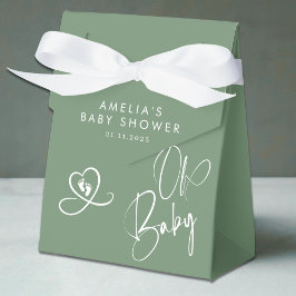 Sage Green Elegant Script Baby Shower Presentaskar