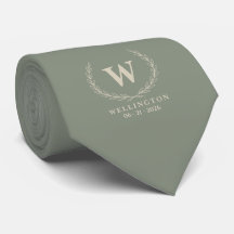 Sage Green Elfenbensfärgad Lagerblad Monogramnamn