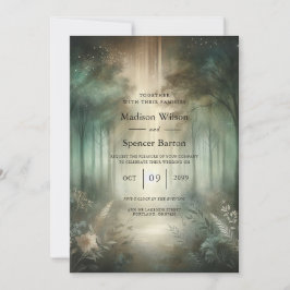 Sage Green Enchanted Forest Radiance Wedding Inbjudningar