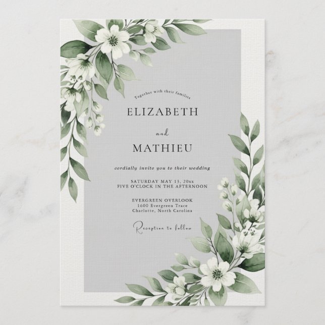 Sage Green Ethereal Blossom Wedding Inbjudningar (Framsida)