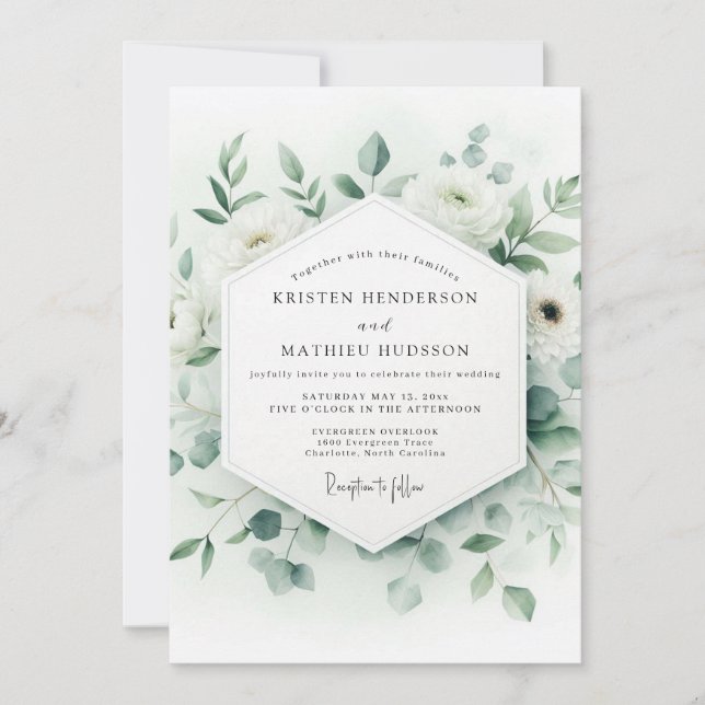 Sage Green Ethereal Botanical Wedding Inbjudningar (Framsida)