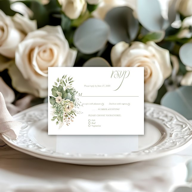 Sage Green Eucalyptus Botanical Floral RSVP | OSA Kort (Skapare uppladdad)