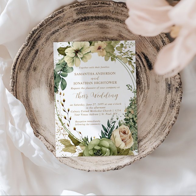 Sage Green Eucalyptus Floral  Rustic Wedding | Inbjudningar (Skapare uppladdad)