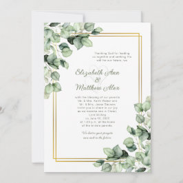 Sage Green Eucalyptus Greenery Gold Frame Wedding Inbjudningar