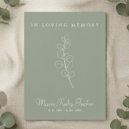 Sage Green Eucalyptus Photo Funeral Thank You Anteckningskort