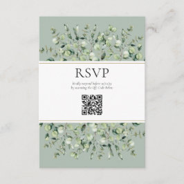 Sage Green Eucalyptus QR Code Wedding RSVP  Tilläggskort