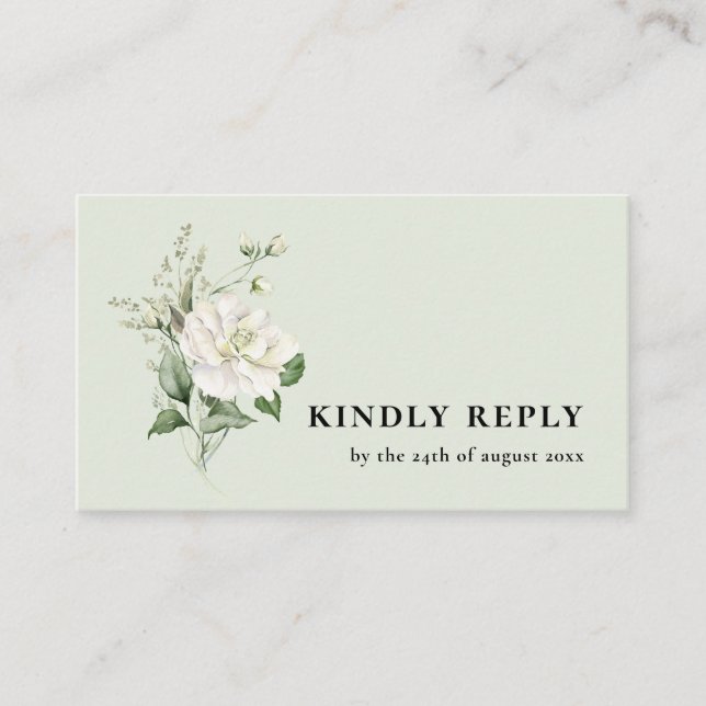 Sage Green Eucalyptus & QR-kod Bröllops-RSVP Tilläggskort (Framsida)
