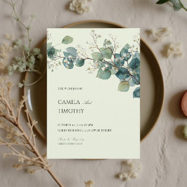 Sage Green Eucalyptus Watercolor Greenery Wedding Inbjudningar