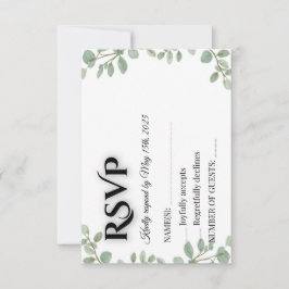 Sage Green Eucalyptus Wedding RSVP Card OSA Kort