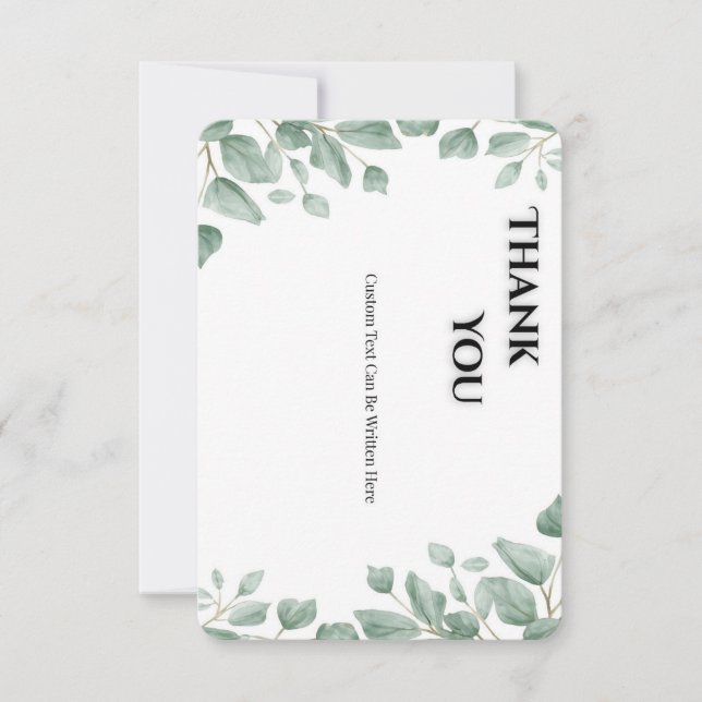 Sage Green Eucalyptus Wedding Thank You Card Tack Kort (Framsida)