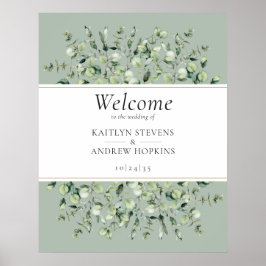 Sage Green Eucalyptus Wedding Welcome  Poster