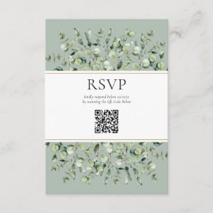 Sage Green Eukalyptus QR-kod Bröllops-svar  Tilläggskort