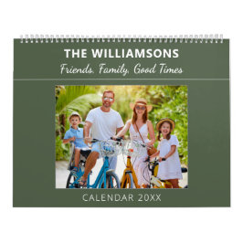 Sage Green Family and Friends Custom Photo Collage Kalender