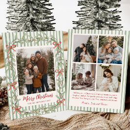 Sage Green Family Photo Christmas Holiday Card Julkort