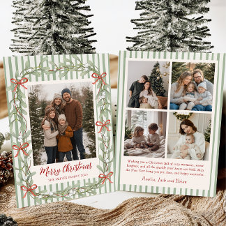 Sage Green Family Photo Christmas Holiday Card Julkort