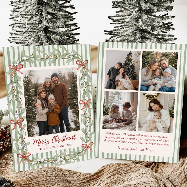 Sage Green Family Photo Christmas Holiday Card Julkort (Skapare uppladdad)