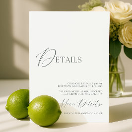 Sage Green Fine Art Marble Wedding Details Card Inbjudningar