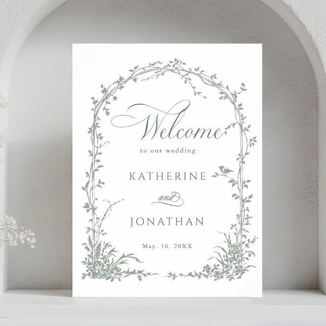 Sage Green Floral Arch Garden Wedding Welcome  Poster (Skapare uppladdad)