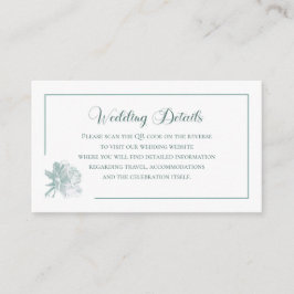 Sage Green Floral Calligraphy QR Info Wedding Tilläggskort