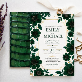 Sage Green Floral Elegant Botanical Greenery Gold Inbjudningar