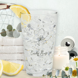 Sage Green Floral Line Art Minimalist Zen Glass Glaskopp