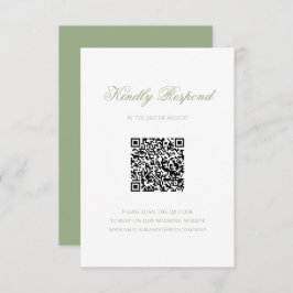 Sage Green Floral Monogram Crest Wedding QR Code OSA Kort