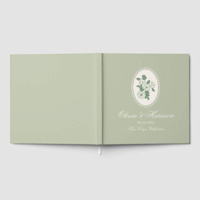 Sage Green Floral Wedding Guest Book Gästböcker (Full)