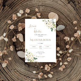 Sage Green Floral wedding invitation in Spanish Inbjudningar