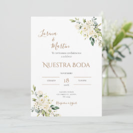 Sage Green Floral wedding invitation in Spanish Inbjudningar