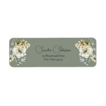 Sage Green Floral Wedding  Label