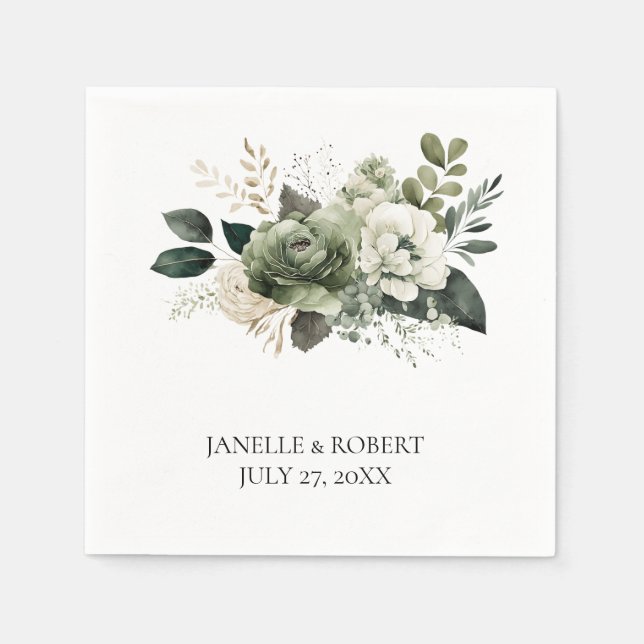 Sage Green Floral Wedding | Pappersservett (Framsidan)