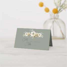 Sage Green Floral Wedding Place Card Placeringskort