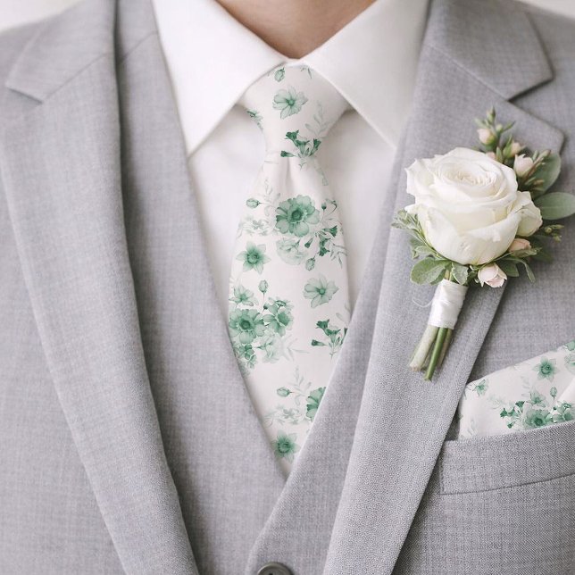 Sage Green Floral Wedding Tie Slips (Skapare uppladdad)