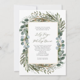 Sage Green Foliage Greenery Frame Wedding Inbjudningar
