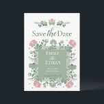 Sage Green Folk Wildflower Save the Date Spara Datumet<br><div class="desc">Romantic sage green folk wildflower wedding design inspired by delicate botanical illustration and countryside garden celebrations. This elegant save the date features soft floral ornament and nature inspired decoration, perfect for rustic outdoor weddings, garden ceremonies and modern botanical wedding themes. Ideal for couples planning a romantic wildflower wedding with timeless...</div>
