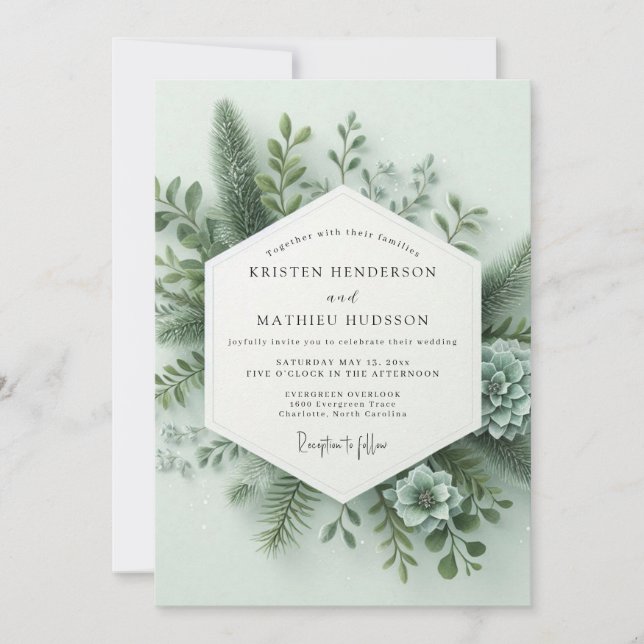 Sage Green Forest Flora Wedding Inbjudningar (Framsida)