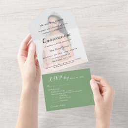 Sage Green Foto Bakgrund RSVP Evenemang Inbjudan