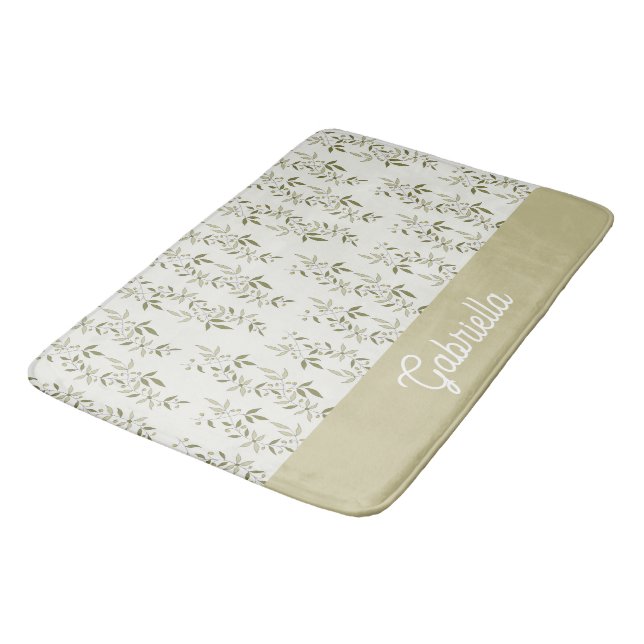 Sage Green French Country Olive Pattern Name Badrumsmatta (Vinklad)