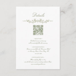  Sage Green French Floral with QR Code Wedding Tilläggskort