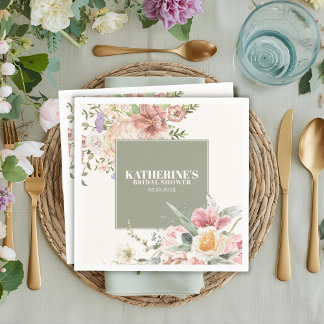 Sage Green Garden Flower Spring Bridal Shower Pappersservett