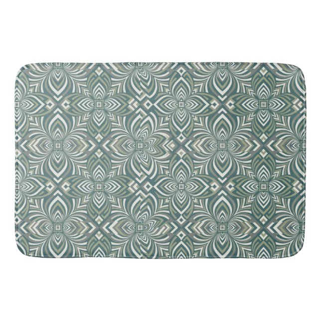 Sage Green Geometric Pattern Badrumsmatta (Framsidan)