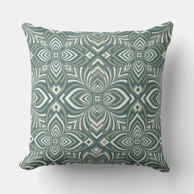 Sage Green Geometric Pattern Kudde (Framsida)